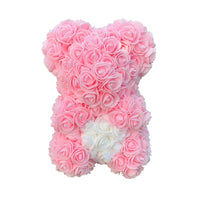 Bear Flower Bouquet Small Teddy Bears Hearth Artificial Bouquet Gifts Light pink white 25cm (9.8")
