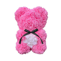 Bear Flower Bouquet Small Teddy Bears Hearth Artificial Bouquet Gifts Pink white bow 25cm (9.8")