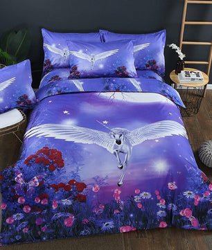Beautiful Unicorn Pattern Bedding Sets Duvet Cover Flat Sheet Bed Linings Kids Bedding Sets - Lusy Store