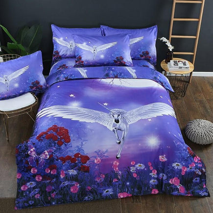 Beautiful Unicorn Pattern Bedding Sets Duvet Cover Flat Sheet Bed Linings Kids Bedding Sets - Lusy Store