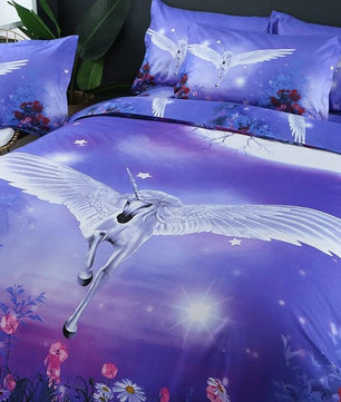 Beautiful Unicorn Pattern Bedding Sets Duvet Cover Flat Sheet Bed Linings Kids Bedding Sets - Lusy Store