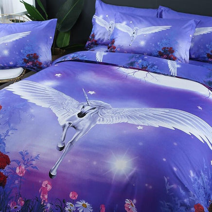 Beautiful Unicorn Pattern Bedding Sets Duvet Cover Flat Sheet Bed Linings Kids Bedding Sets - Lusy Store