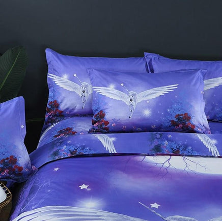 Beautiful Unicorn Pattern Bedding Sets Duvet Cover Flat Sheet Bed Linings Kids Bedding Sets - Lusy Store