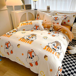 Bed Linen Cute Bedding Duvet Cover Bed Sheet Pillowcases D594-2 Orange