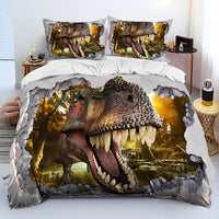 Bed Linen Jurassic World Bedding 3D Illusion Dinosaur Cartoon Duvet Cover Pillowcase D595 15
