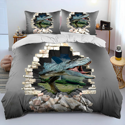 Bed Linen Jurassic World Bedding 3D Illusion Dinosaur Cartoon Duvet Cover Pillowcase D595 16