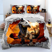 Bed Linen Jurassic World Bedding 3D Illusion Dinosaur Cartoon Duvet Cover Pillowcase D595 2