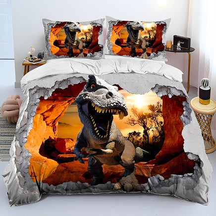 Bed Linen Jurassic World Bedding 3D Illusion Dinosaur Cartoon Duvet Cover Pillowcase D595 2