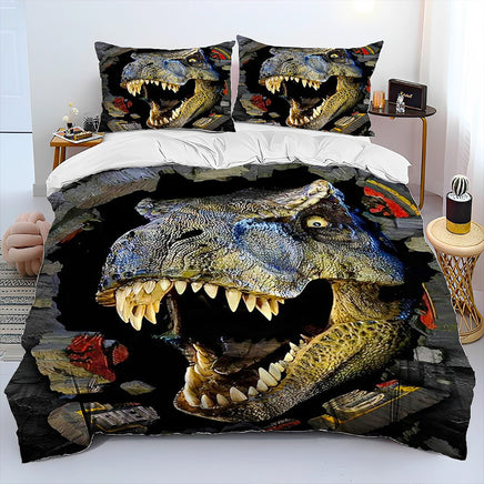 Bed Linen Jurassic World Bedding 3D Illusion Dinosaur Cartoon Duvet Cover Pillowcase D595 3