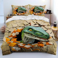 Bed Linen Jurassic World Bedding 3D Illusion Dinosaur Cartoon Duvet Cover Pillowcase D595 1