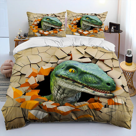 Bed Linen Jurassic World Bedding 3D Illusion Dinosaur Cartoon Duvet Cover Pillowcase D595 1