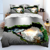 Bed Linen Jurassic World Bedding 3D Illusion Dinosaur Cartoon Duvet Cover Pillowcase D595 22