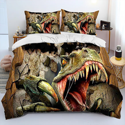 Bed Linen Jurassic World Bedding 3D Illusion Dinosaur Cartoon Duvet Cover Pillowcase D595 23
