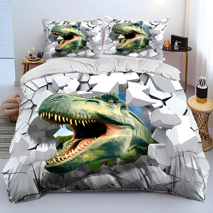 Bed Linen Jurassic World Bedding 3D Illusion Dinosaur Cartoon Duvet Cover Pillowcase D595 4