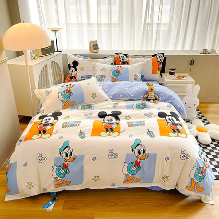 Mickey Mouse Bed Sheet Duvet Cover Bed Sheet Pillowcases D594 White Stripes