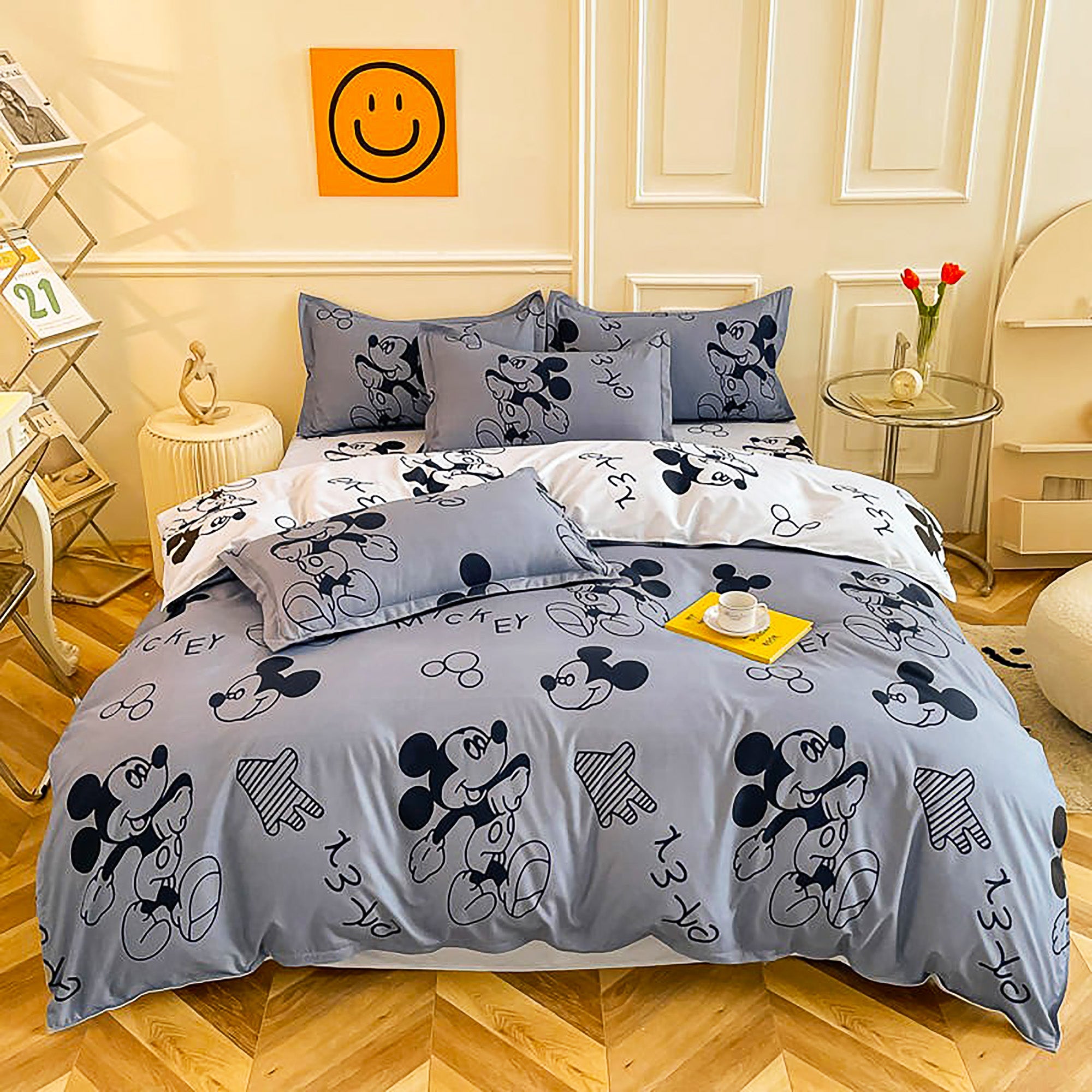 Mickey Mouse Bed Sheet Duvet Cover Bed Sheet Pillowcases D600