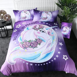 Bedding Outlet Cartoon Unicorn Bedding Sets Duvet Cover Rose Flora Kids Bedding Sets Twin/Full/Queen/King Size - Lusy Store