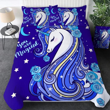 Bedding Outlet Cartoon Unicorn Bedding Sets Duvet Cover Rose Flora Kids Bedding Sets Twin/Full/Queen/King Size - Lusy Store
