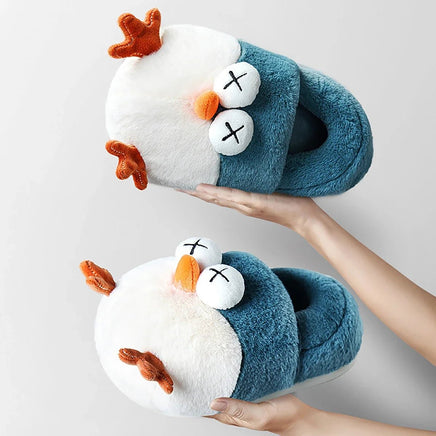 Bird Slippers Cute Funny Cartoon Cotton Slippers Warm Anti Slip Slippers Blue (Slippers)