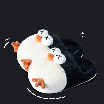 Bird Slippers Cute Funny Cartoon Cotton Slippers Warm Anti Slip Slippers Black (Slippers)