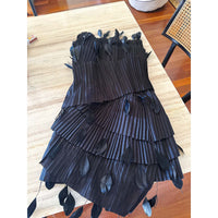 Black Prom Dress Sleeveless Short Mini Length Party Gowns Feathers Pleated Celebrity Party Dress D421 - Lusy Store
