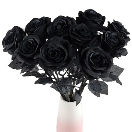 Black rose bouquet 10pcs artificial flower home party flower decor - Lusy Store LLC