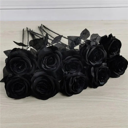 Black rose bouquet 10pcs artificial flower home party flower decor - Lusy Store LLC