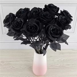 Black rose bouquet 10pcs artificial flower home party flower decor - Lusy Store LLC