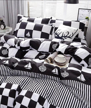 Black White Plaid Brief Pattern Bedding Sets Duvet Cover Bed Sheet Kids Bedding Sets Twin/Full/Queen/King Size - Lusy Store