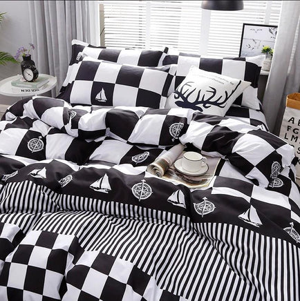 Black White Plaid Brief Pattern Bedding Sets Duvet Cover Bed Sheet Kids Bedding Sets Twin/Full/Queen/King Size