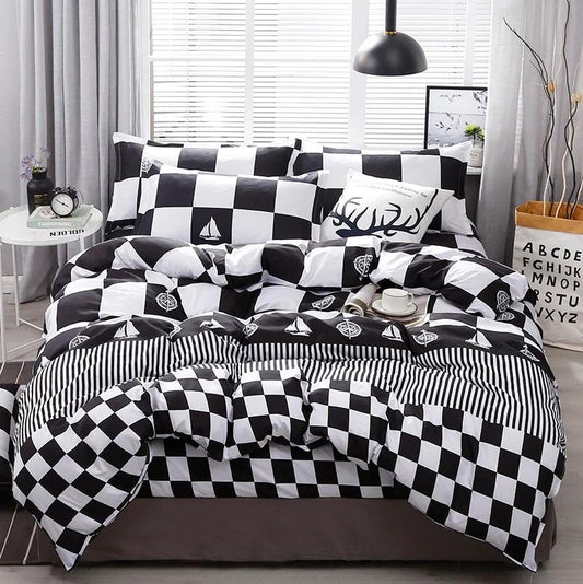 Black White Plaid Brief Pattern Bedding Sets Duvet Cover Bed Sheet Kids Bedding Sets Twin/Full/Queen/King Size - Lusy Store