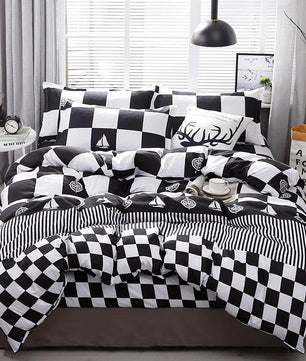 Black White Plaid Brief Pattern Bedding Sets Duvet Cover Bed Sheet Kids Bedding Sets Twin/Full/Queen/King Size - Lusy Store
