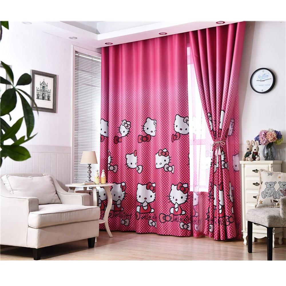 Blackout Curtains Cat Print For Girls Bedroom Window Decoration Cute Kitchen Pink Curtains - Lusy Store