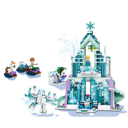 Block Castle 848 Pcs Snow Queen Series Ice Castle Princess Lepining Building Blocks Bricks Girl Toys Blue