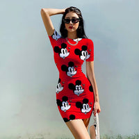 Bodycon Dresses Minnie Mickey Mouse – Sleeveless O-Neck Bandage Dress S-5XL Red 1