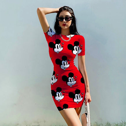 Bodycon Dresses Minnie Mickey Mouse – Sleeveless O-Neck Bandage Dress S-5XL Red 1
