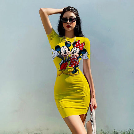 Bodycon Dresses Minnie Mickey Mouse Women Lady Girls Bandage O-Neck Sleeveless D503 - Lusy Store