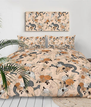 Boho Bedding Sets Tribal Horns Flowers Duvet Cover Rustic Bedclothes Skull Black Gothic Home Textiles - Lusy Store