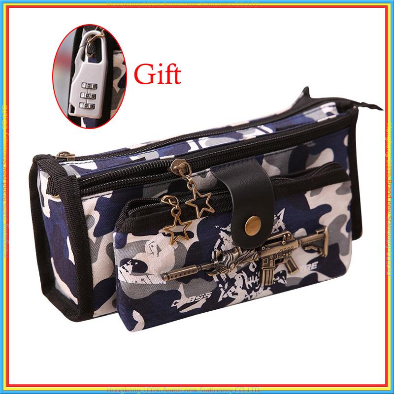 Boy Camouflage Canvas Cute Pencil case School Minecraft with Code Lock - Lusy Store