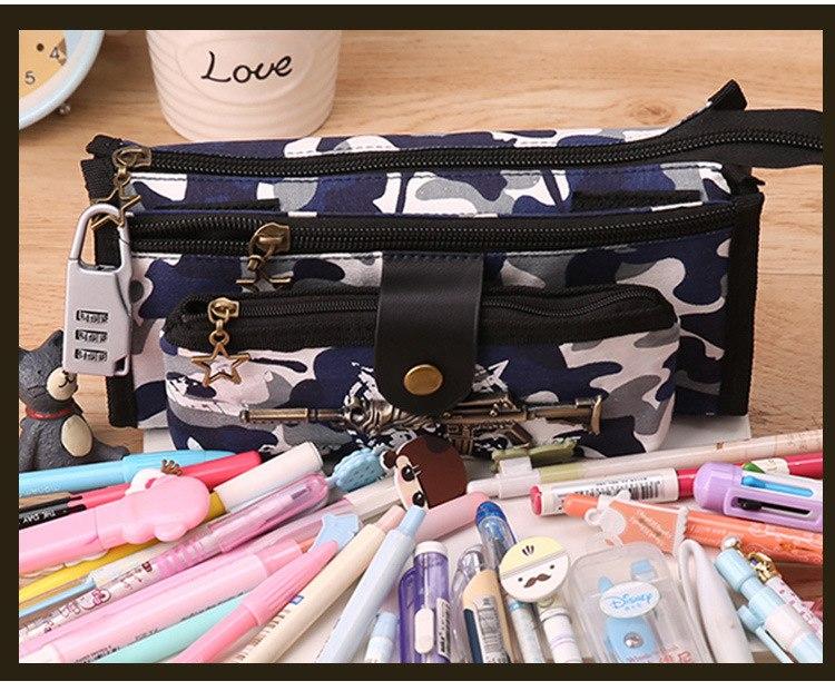 Boy Camouflage Canvas Cute Pencil case School Minecraft with Code Lock - Lusy Store
