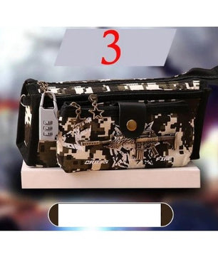Boy Camouflage Canvas Cute Pencil case School Minecraft with Code Lock - Lusy Store