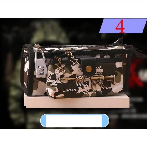 Boy Camouflage Canvas Cute Pencil case School Minecraft with Code Lock - Lusy Store