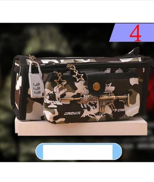 Boy Camouflage Canvas Cute Pencil case School Minecraft with Code Lock - Lusy Store