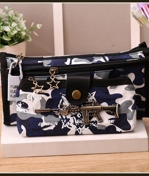 Boy Camouflage Canvas Cute Pencil case School Minecraft with Code Lock - Lusy Store