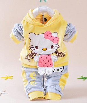 Boys Baby Girls Clothing Set Velvet Sport Newborn Clothes Suit Cow Hello Kitty Long Sleeve - Lusy Store