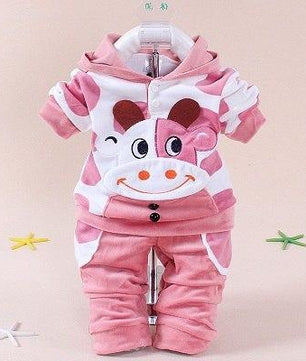 Boys Baby Girls Clothing Set Velvet Sport Newborn Clothes Suit Cow Hello Kitty Long Sleeve - Lusy Store