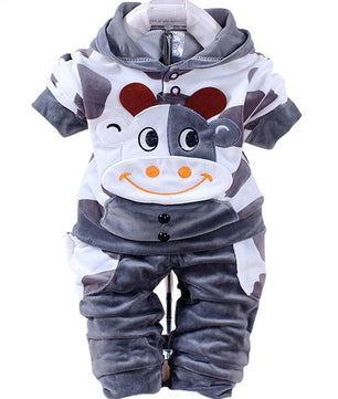 Boys Baby Girls Clothing Set Velvet Sport Newborn Clothes Suit Cow Hello Kitty Long Sleeve - Lusy Store