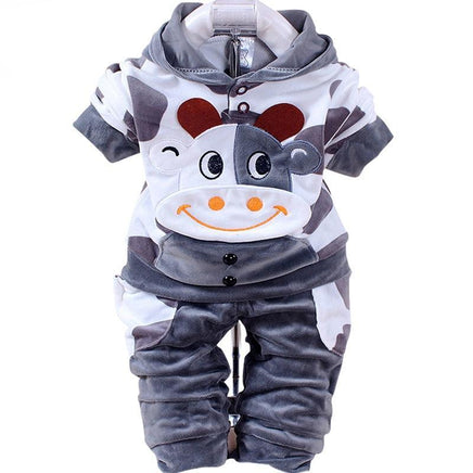 Boys Baby Girls Clothing Set Velvet Sport Newborn Clothes Suit Cow Hello Kitty Long Sleeve