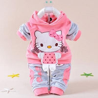 Boys Baby Girls Clothing Set Velvet Sport Newborn Clothes Suit Cow Hello Kitty Long Sleeve Hello Kitty hot pink