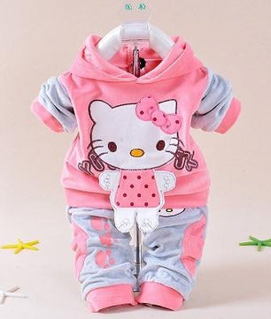 Boys Baby Girls Clothing Set Velvet Sport Newborn Clothes Suit Cow Hello Kitty Long Sleeve - Lusy Store